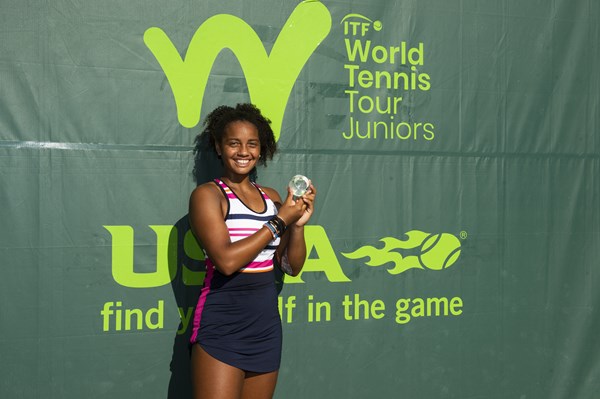 Robin Montgomery, the 18 and Under Champion, at the Orange Bowl International Tennis Championships at the Veltri Tennis Center in Plantation, Florida.