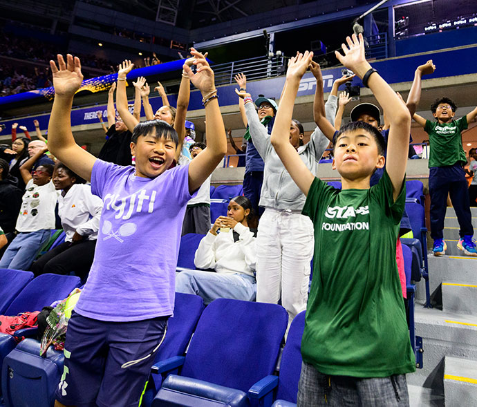 NJTL students celebrating at the US Open